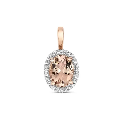 Diamond & Oval Morganite 1.15ct Pendant 9ct Rose Gold